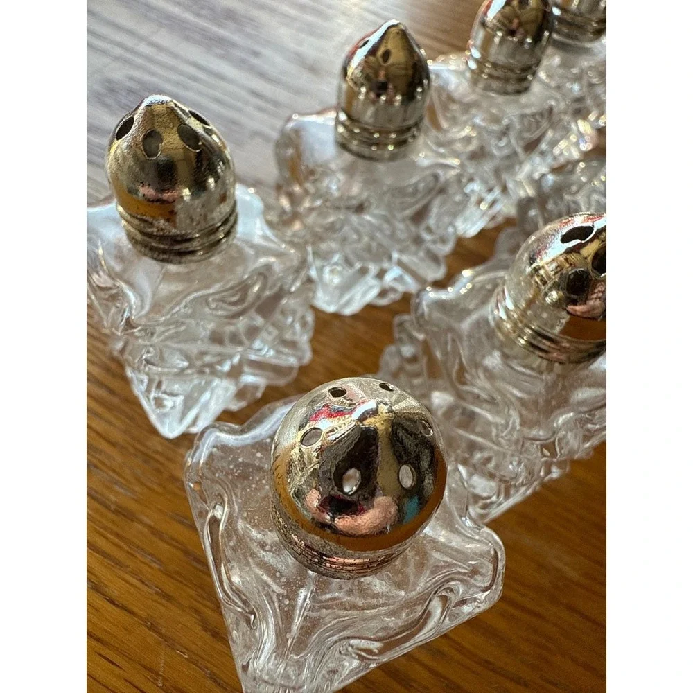 Vintage Cut Glass Individual Salt and‎ Pepper Shaker Set of 4 Made in Japan